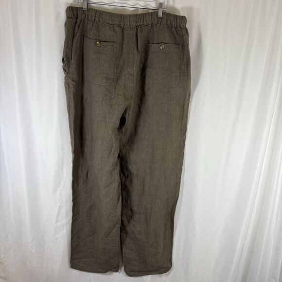Britches of Georgetowne Linen Pants Women's Large Green Drawstring Pockets - Picture 9 of 12